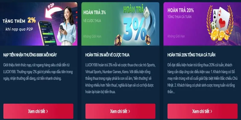 Ưu đãi nạp lại và hoàn trả hàng tuần 8live win